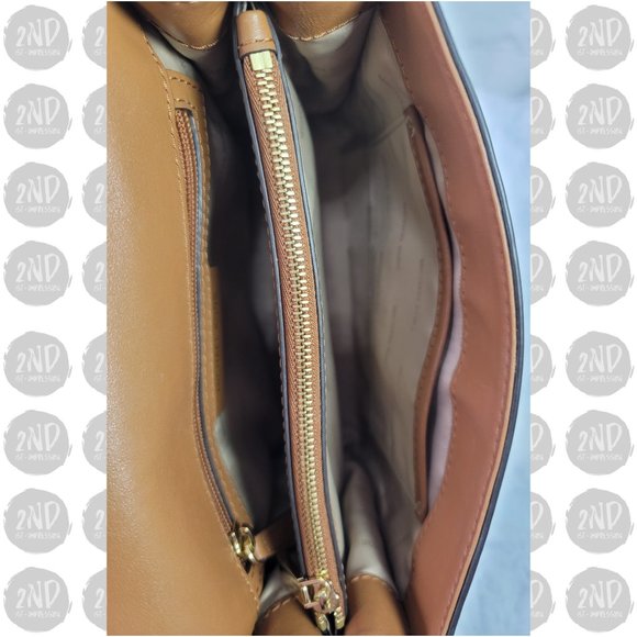 Michael Kors Whitney Large Leather Convertible Chain Shoulder Brown Leather Bag - Picture 12 of 15